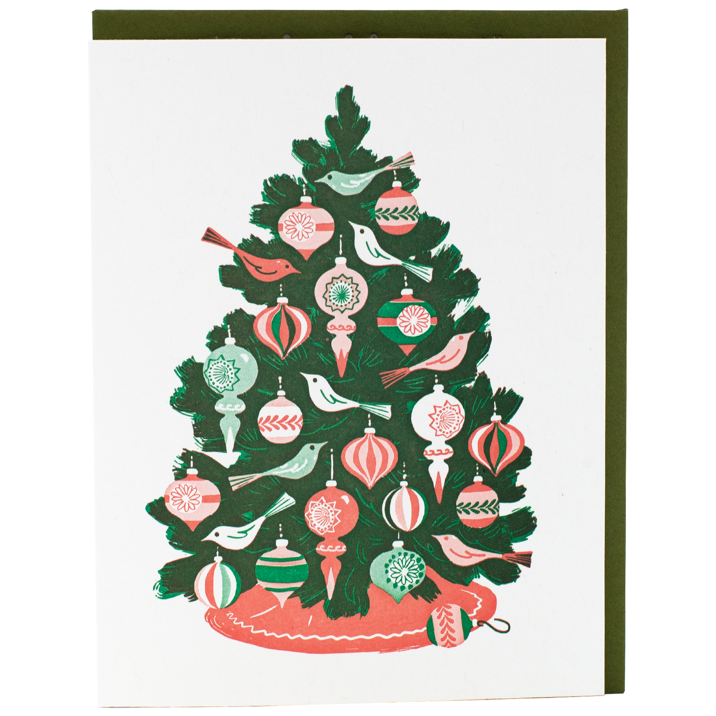 Festive Tree Christmas Card with Printed Envelope