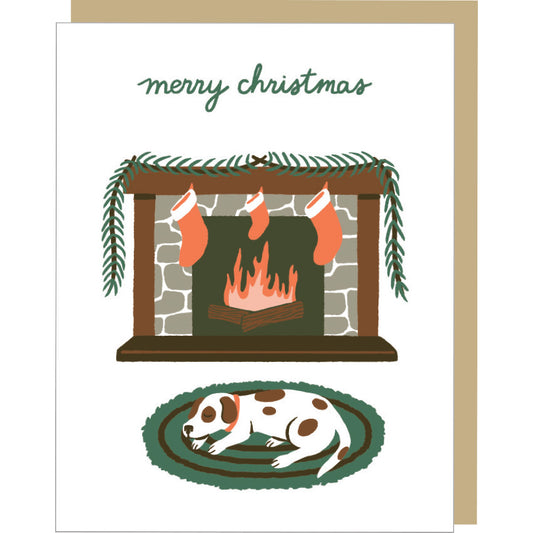 Fireside Dog Christmas Card