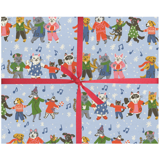 Caroling Cats & Dogs Gift Wrap