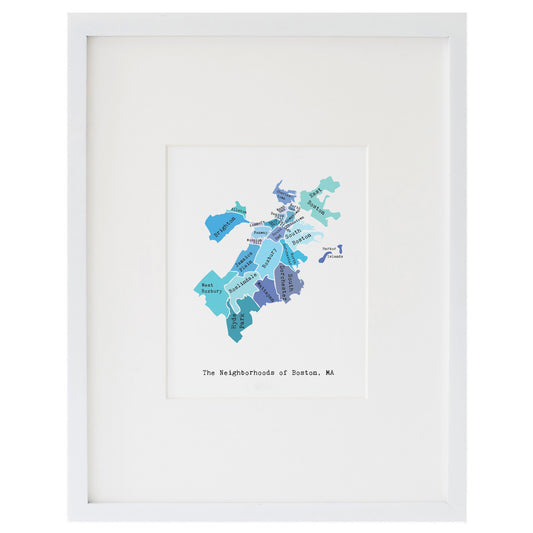 Map of Boston Art Print (Blues)