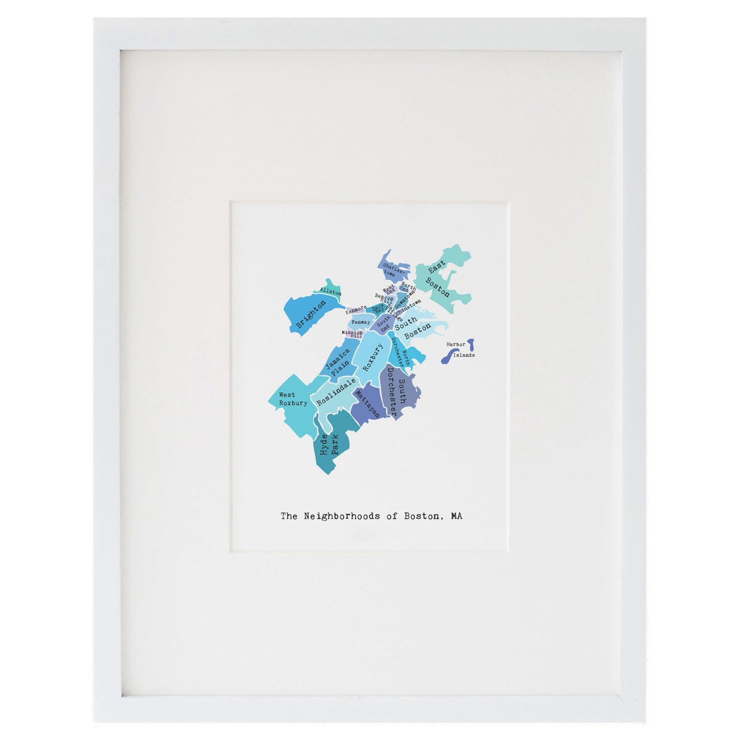 Map of Boston Art Print (Blues)