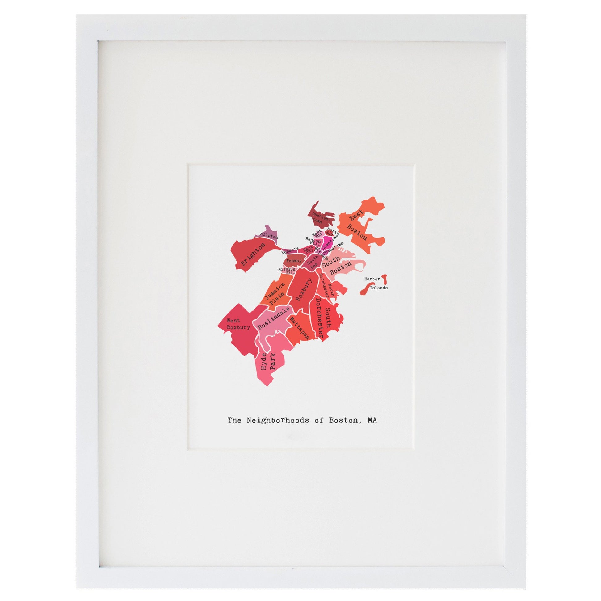 Map of Boston Art Print (Reds)