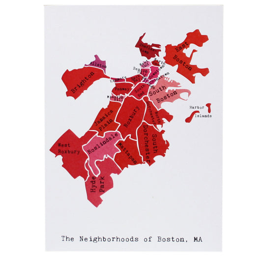 Map of Boston Note Card (Reds)