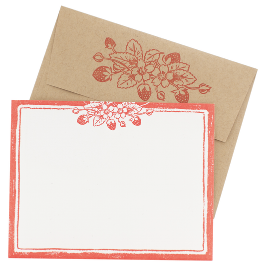 Strawberry Note Cards with Letterpress Envelopes
