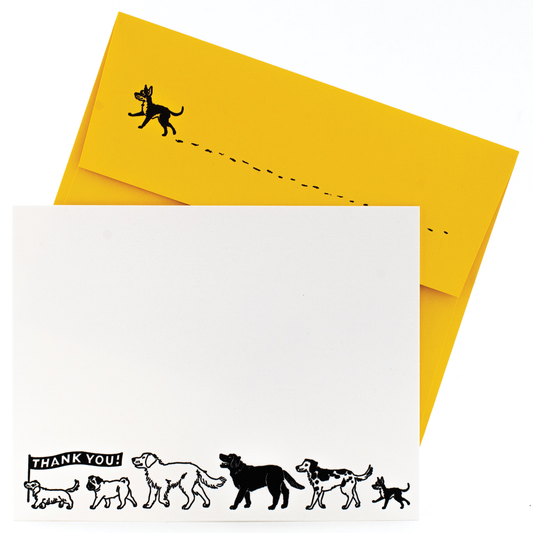 Dog Parade Note Cards with Letterpress Envelopes