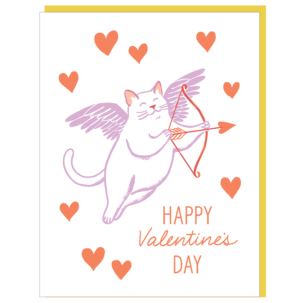 Cupid Cat Valentine's Day Card