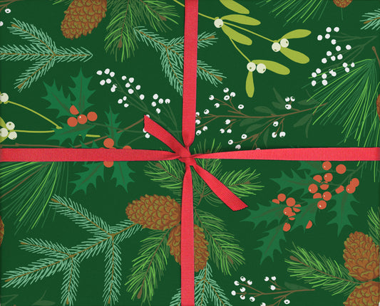 Pine Cones & Winter Berries Gift Wrap
